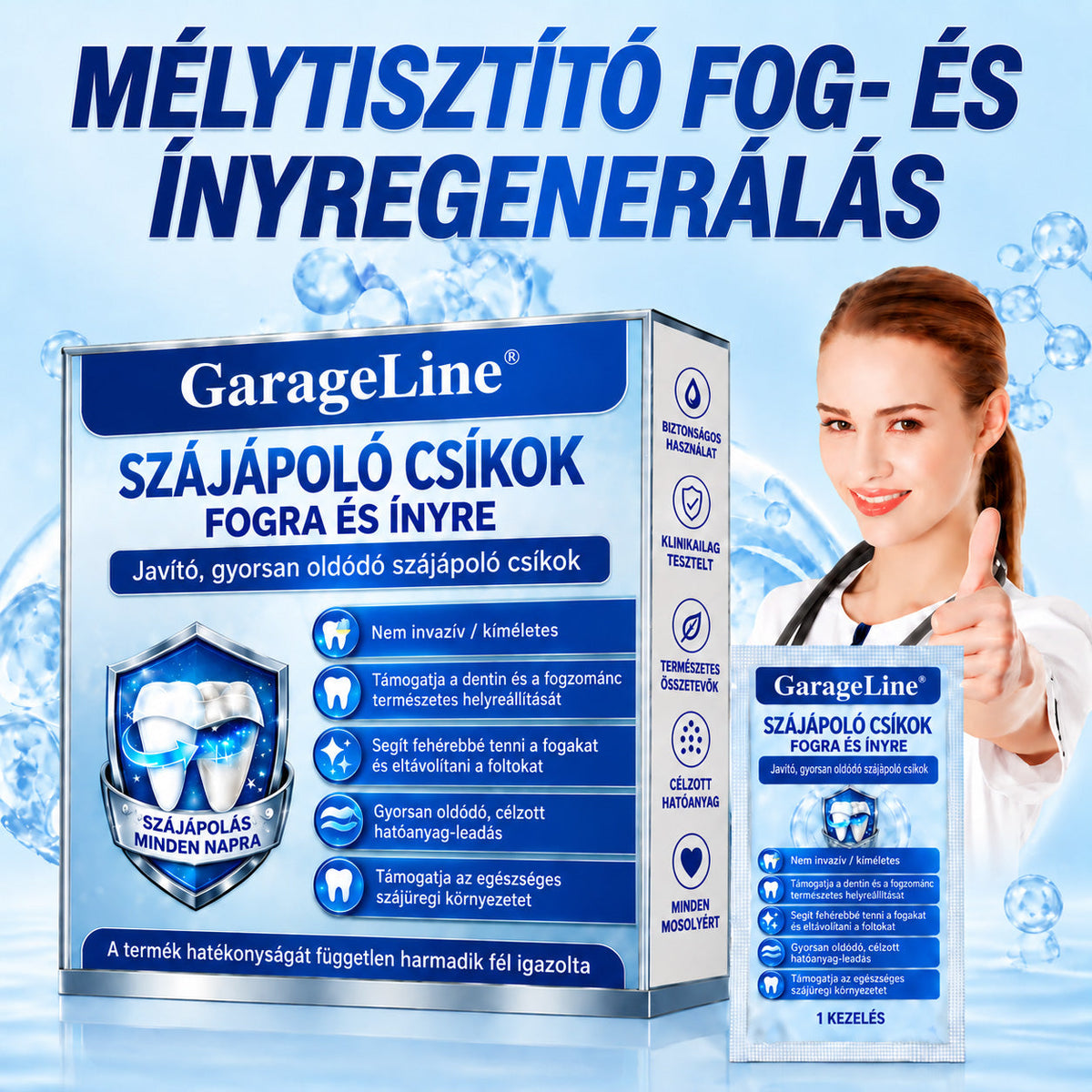 🇭🇺👨‍⚕️✅GarageLine®🦷🍃Ragyogtasd fel a mosolyod✨ Professzionális Fogfehérítő Tapasz 🍃5️⃣