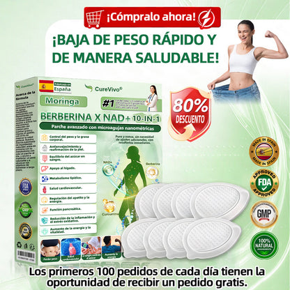 Tienda Oficial 👨‍⚕️🐷1️⃣ Healrize® Moringa · Berberina × NAD+Parche Avanzado de Microneedles Nano 10-en-1 — Una vez al día, resultados visibles en 7 días🥛🥛🥛