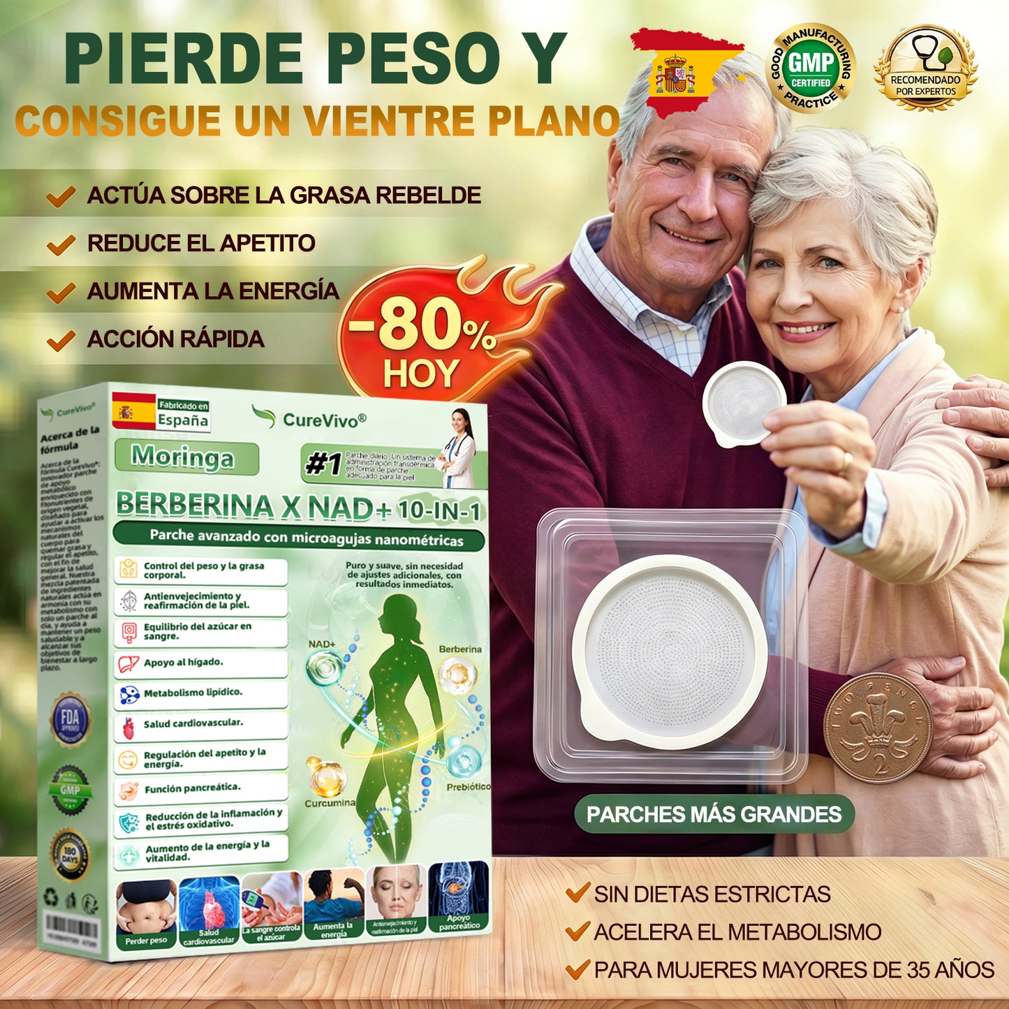 Tienda Oficial 🫦🎫 Healrize® Moringa · Berberina × NAD+Parche Avanzado de Microneedles Nano 10-en-1 — Una vez al día, resultados visibles en 7 días